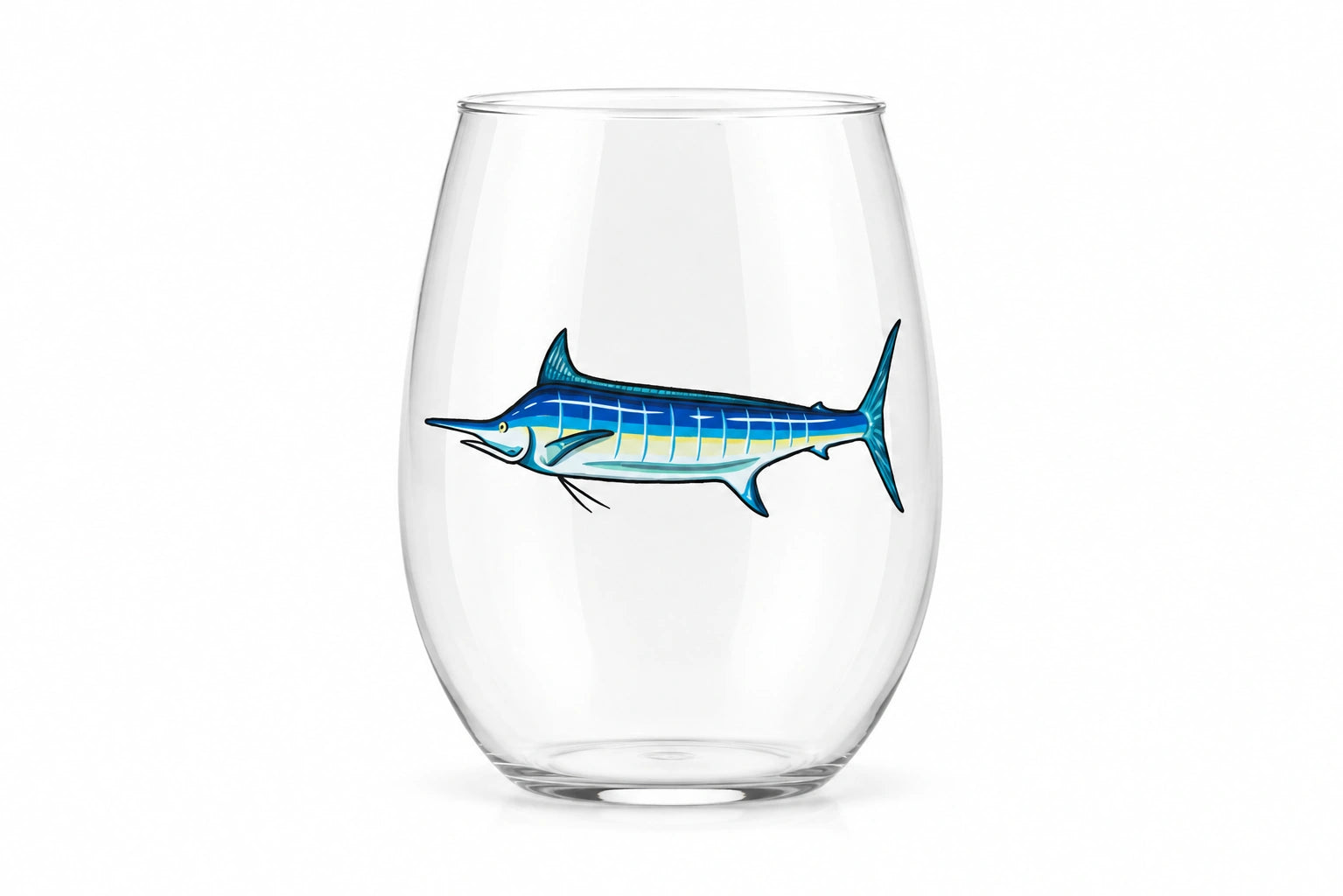 Blue Marlin Empty Glass