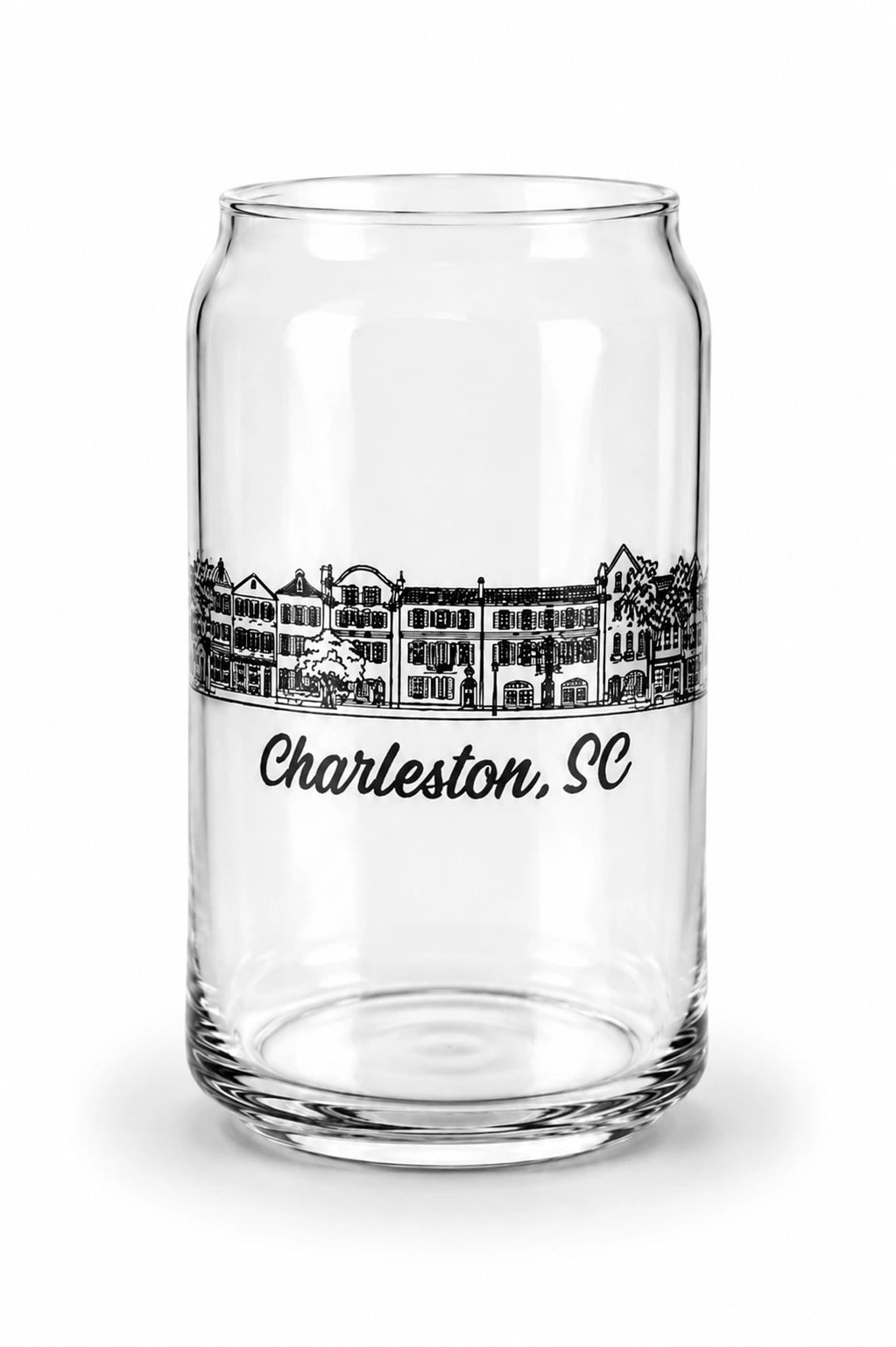 Charleston Rainbow Row Beer Can Empty Glass