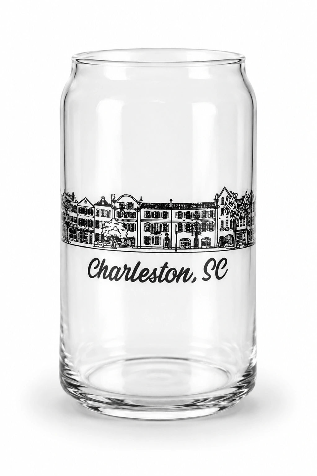 Charleston Rainbow Row Beer Can Empty Glass