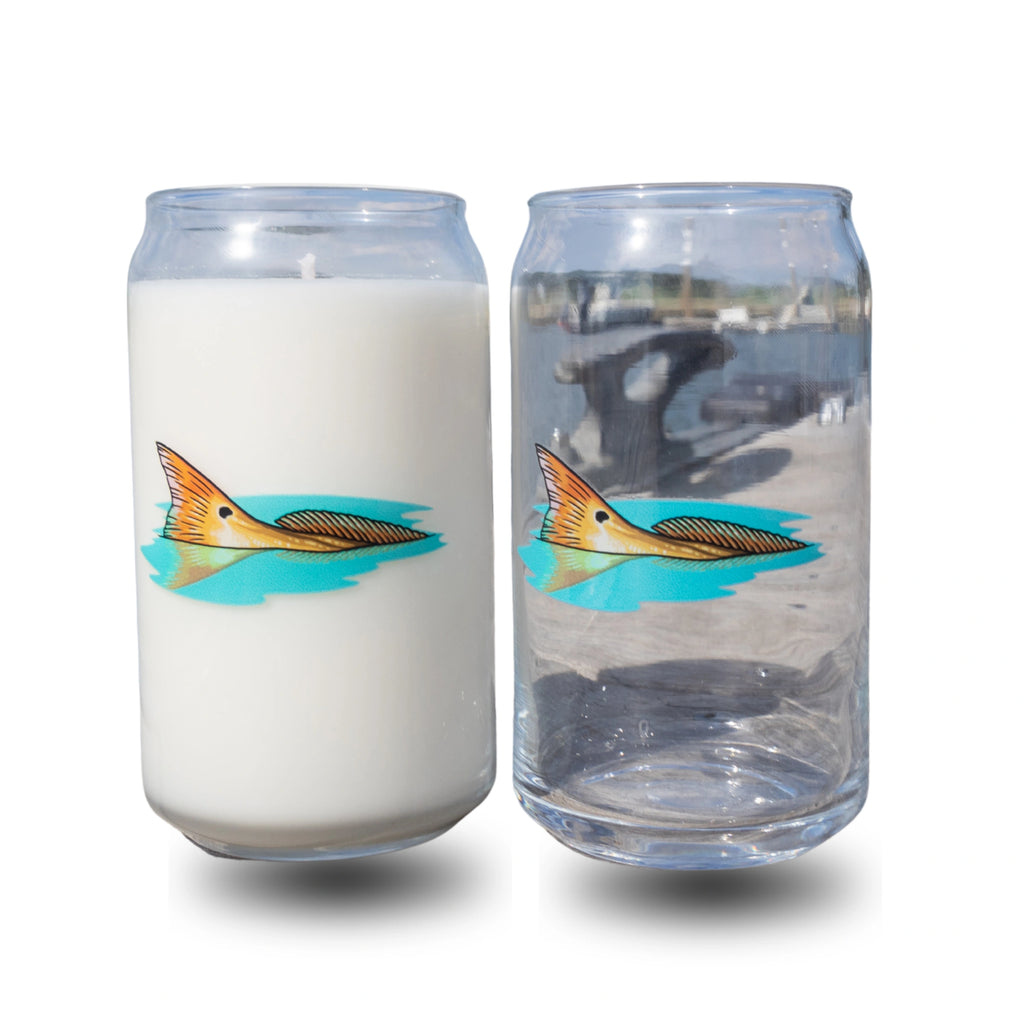 Two cans with fish illustrations on a white background